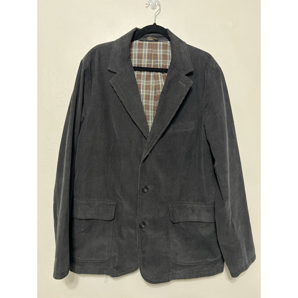 Eddie Bauer Corduroy Blazer Men’s 44T Black 3 Button Sport Coat Business Casual - Picture 1 of 16